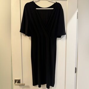 Rachel Zoe Black Midi Wrap-Style Dress